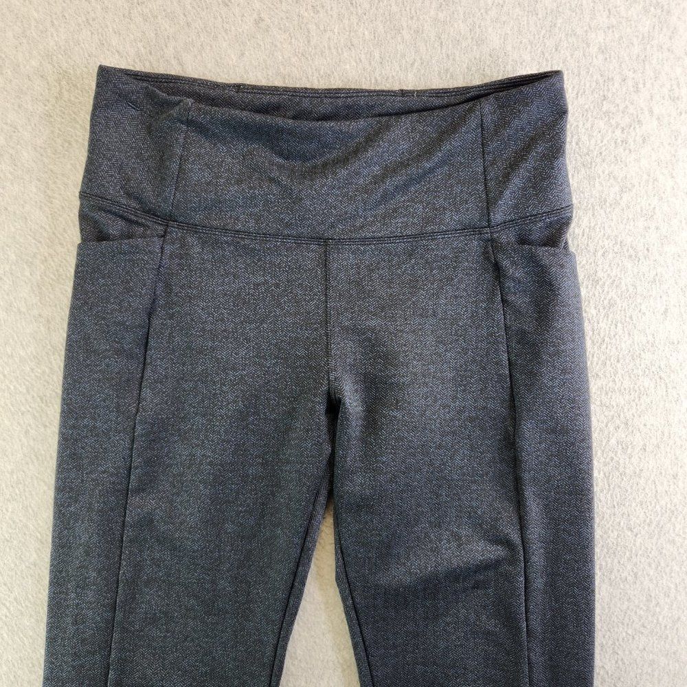 Athleta Mercer Herringbone Tight Womens Medium Blue Pockets Slit Ankle Pants - Picture 2 of 16
